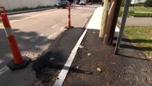 MassDOT added extra pavement for pathway around utility poles