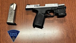 A gun found during a traffic stop on Route 3 in Billerica, Massachusetts