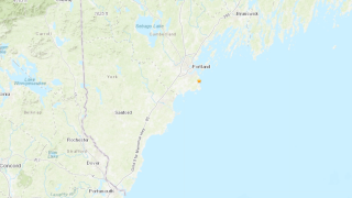 An earthquake map of a tremor that shook Maine Saturday, Sept. 25, 2021.