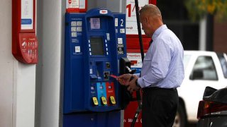 A view of a gas station as US oil prices hit their highest levels since 2014 due to the deepening energy crisis in global markets, in Washington, on Oct. 7, 2021.