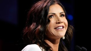 In this July 16, 2021, file photo, South Dakota Gov. Kristi Noem speaks during the Family Leadership Summit in Des Moines, Iowa.