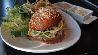 A burger at Craigie on Main in Cambridge.