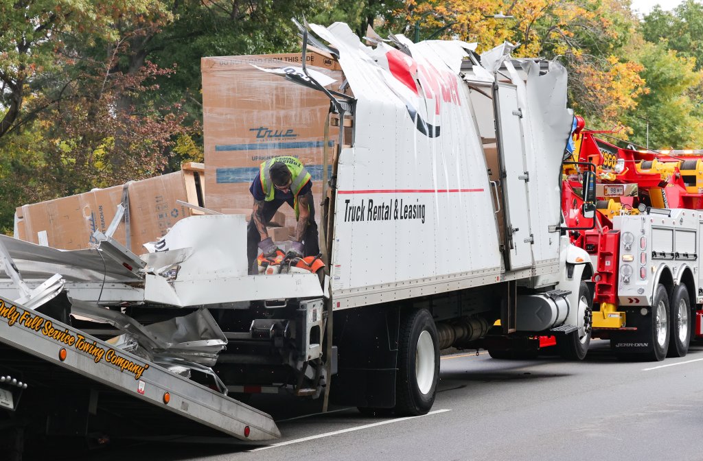 A Storrowed truck in Boston on Friday, Oct. 15, 2021.