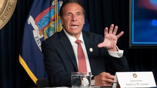Governor Andrew Cuomo holds press briefing and makes announcement to combat COVID-19 Delta variant in New York, August 2, 2021.