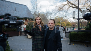 Jenna Bush Hager and Bono in Central Park, New York.