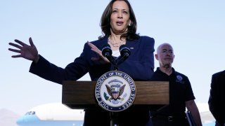 Vice President Kamala Harris talks to the media, June 25, 2021, after her tour of the U.S. Customs and Border Protection Central Processing Center in El Paso, Texas.