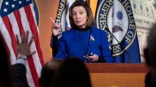 Speaker of the House Nancy Pelosi, D-Calif., updates reporters on the must-pass priority of funding the government, during a news conference at the Capitol in Washington, Thursday, Dec. 2, 2021.