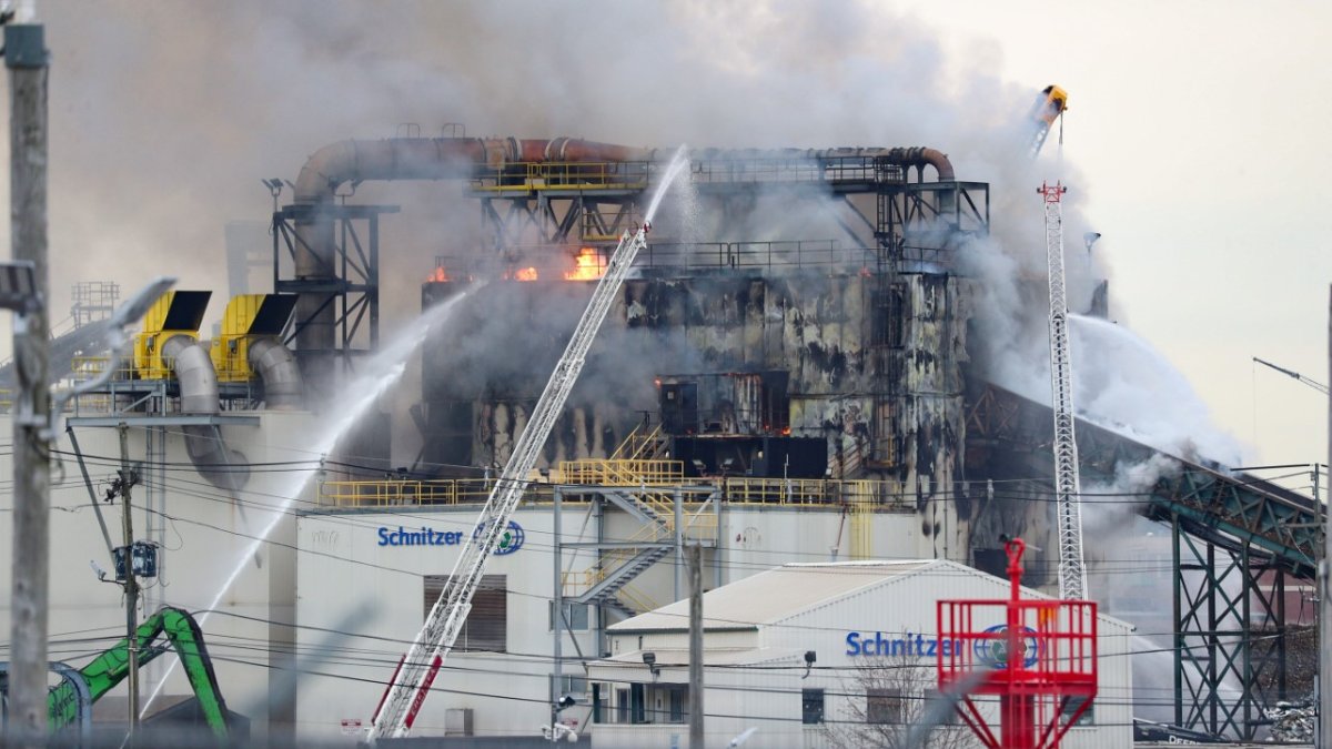 Everett MA Fire Firefighters Battle Blaze at Schnitzer Northeast on