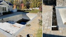 An incomplete pool project in Barnstable, Massachusetts.