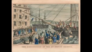 An 1846 print depicting the Boston Tea Party.