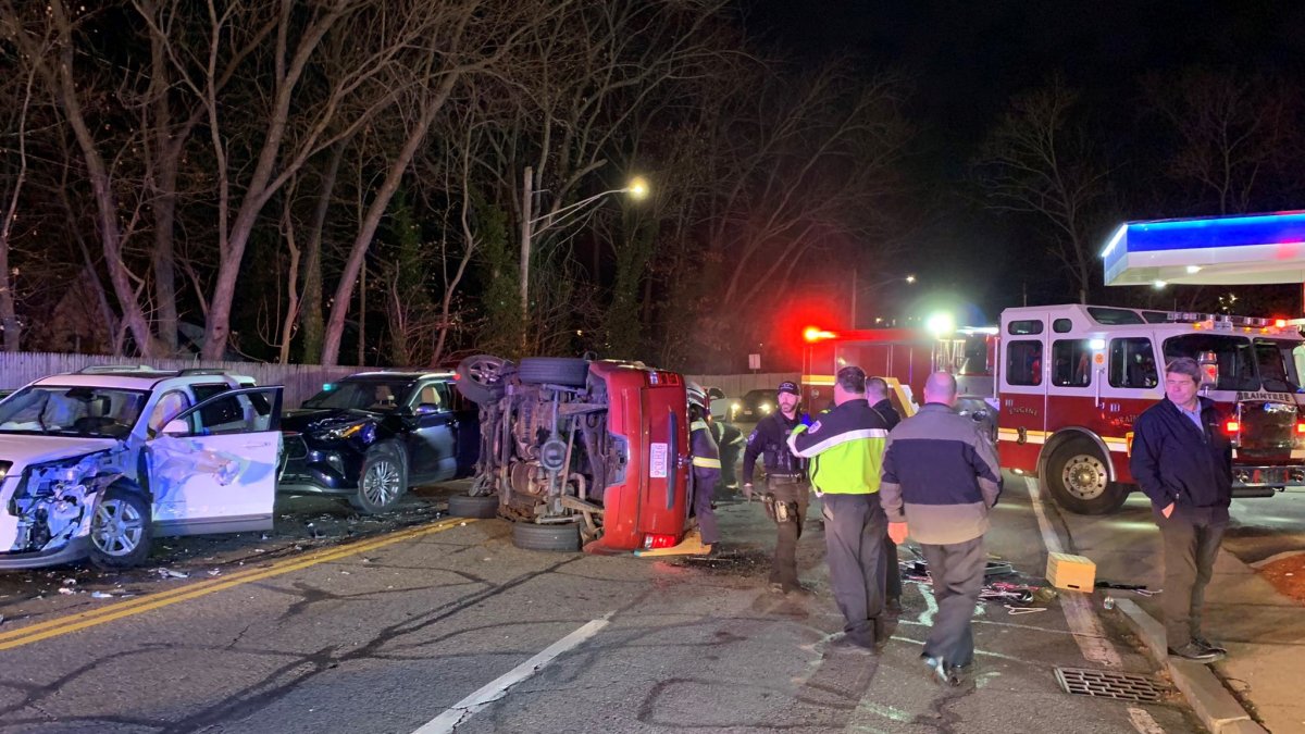Braintree Elm Street Crash Traffic Diverted After Rollover Crash NBC Boston