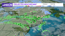 A map showing expected precipitation across New England on New Year's Eve, Friday, Dec. 31, 2021.