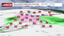 Expected precipitation intensity in New England late Saturday, Christmas Day, Dec. 25, 2021.