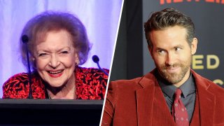 "Deadpool" star Ryan Reynolds, right, jokingly referred to Betty White, left, as a "past relationship" in response to coverage of her upcoming 100th birthday.