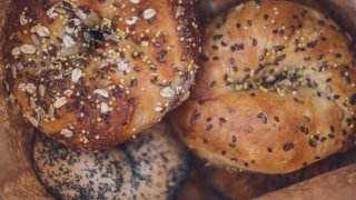 close-up of bagels