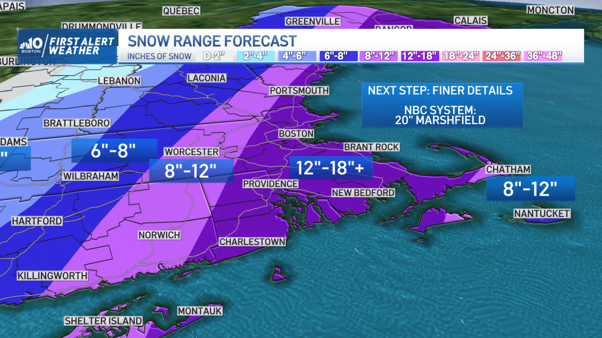 Boston Snow Inches Boston Snow Storm Forecast: How Much Will it Snow and When? – NBC Boston
