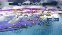 The "feels like" forecast in New England on a frigid Saturday, Jan. 15, 2022.