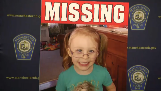 A missing poster for 7-year-old Harmony Montgomery before a news conference given by Manchester, New Hampshire, police