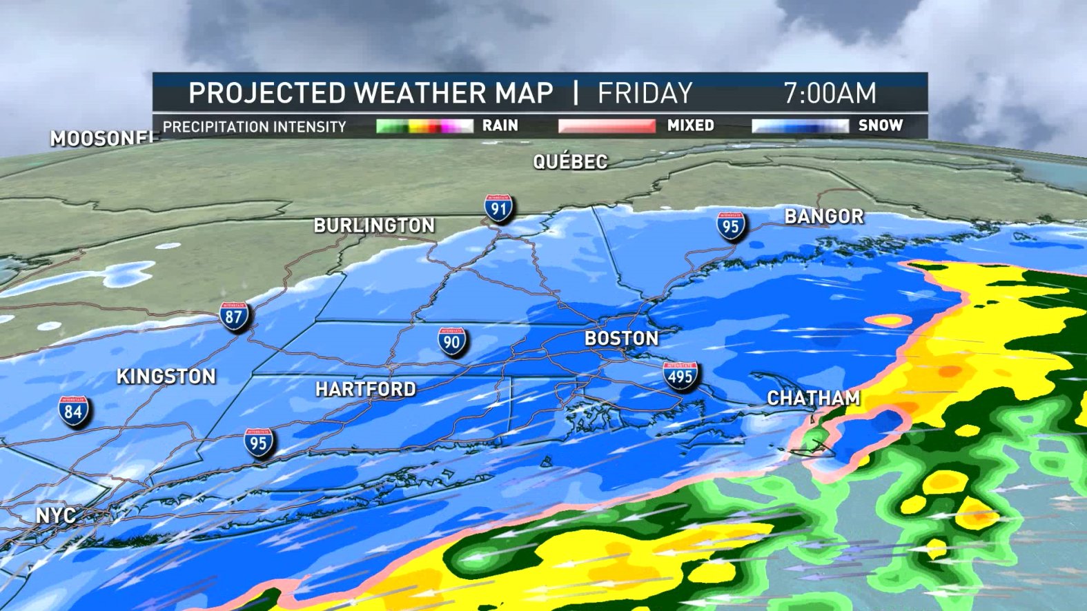 MA Snow Map Hour by Hour Friday NBC Boston