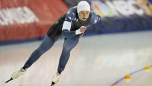 Brittany Bowe competes in the women's 1500 meter event during the 2022 US Olympic Trials - Long Track for the Beijing 2022 Olympic Winter Games at Pettit National Ice Center. (Patrick McDermott-USA TODAY Sports)