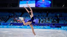 Mariah Bell, of Team USA, competes in the women's short program during the figure skating at the 2022 Winter Olympics, Tuesday, Feb. 15, 2022, in Beijing.