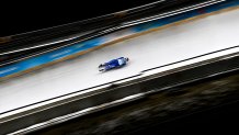 Ashley Farquharson of Team USA during the Women's Luge event