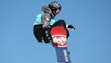 Chris Corning of Team USA performs a trick in practice ahead of the Men's Snowboard Big Air final on day 11 of the Beijing Winter Olympics at Big Air Shougang on Feb. 15, 2022, in Beijing, China.