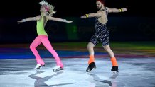 Olivia Smart and Adrian Diaz of Team Spain skate during the Figure Skating Gala Exhibition on day 16 of the 2022 Winter Olympics at Capital Indoor Stadium on Feb. 20, 2022, in Beijing, China.