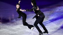 Wang Shiyue and Liu Xinyu of Team China skate during the Figure Skating Gala Exhibition on day 16 of the 2022 Winter Olympics at Capital Indoor Stadium on Feb. 20, 2022, in Beijing, China.