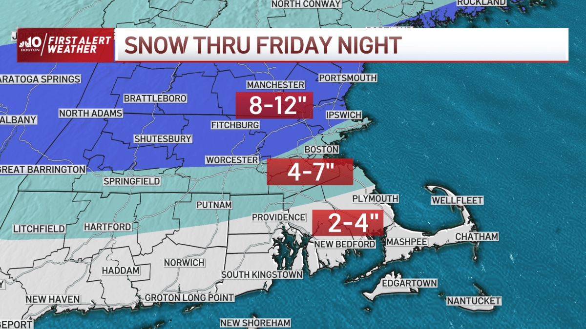 Boston Snow Forecast Friday Up to 12 Inches Possible in Mass. NBC Boston