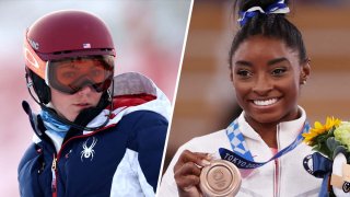 Team USA's Mikaela Shiffrin (left) and Simone Biles.