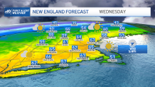 a map of temps in 60s across New England