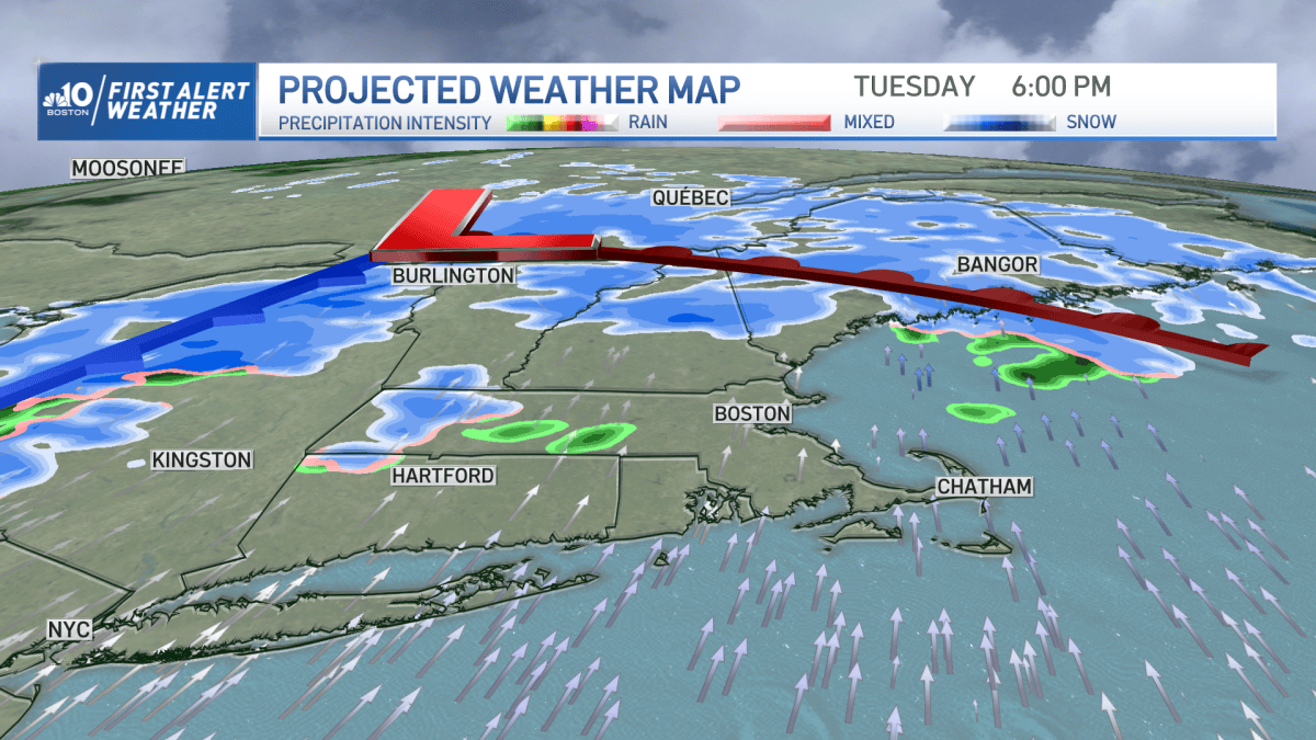 Rain, Snow Showers Move in Tuesday – NBC Boston