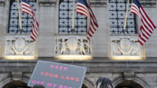 Demonstrators Protest Amid Leaked Supreme Court Draft To Overturn Roe V. Wade