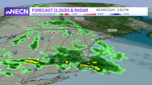 A map showing where rain is expected across New England on Wednesday, May 31, 2022.