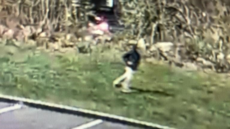 Surveillance video shows a person who is believed to have tried to kidnap a woman in Burlington, Massachusetts, on Sunday, May 8, 2022.