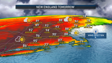 A map showing the expected high temperatures in New England on Saturday, May 21, 2022.