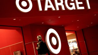 A person walks into a Target store in Washington, DC, on May 18, 2022.