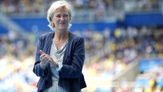 This Sept. 10, 2016, file photo shows Princess Astrid of Belgium during a medal ceremony at the Rio 2016 Paralympic Games