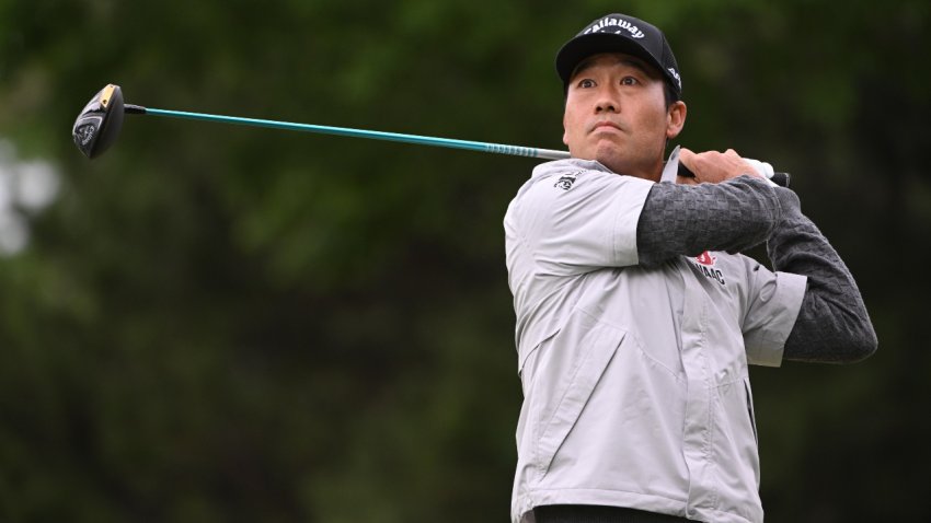 Kevin Na hits his tee shot on the 7th hole during the third round of the PGA Championship.