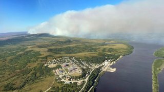 tundra fire burning near the community of St. Mary's, Alaska