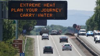 A matrix sign over the A19 road towards Teesside displays an extreme weather advisory