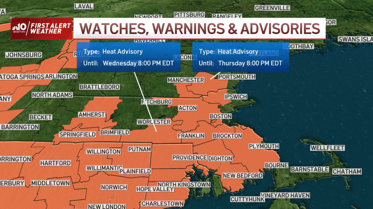 Heat Advisory Massachusetts: Isolated Storms for Some – NBC Boston