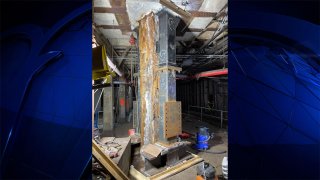 A "severely deteriorated" column under the Government Center Garage demolition project that disrupted MBTA service in June.