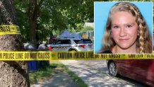 Police investigating the death of Mary Anderson, seen inset, a missing woman from Harvard, Massachusetts, whose body was found in her truck in Brattleboro, Vermont, Tuesday, July 19, 2022.