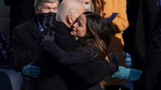 U.S. President Joe Biden hugs his daughter Ashley after being sworn in on the West Front of the U.S. Capitol on January 20, 2021 in Washington, DC. During today’s inauguration ceremony Joe Biden becomes the 46th president of the United States.