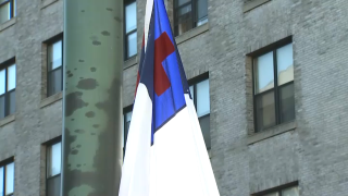 Christian Flag Over Boston City Hall