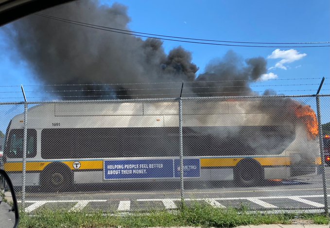 MBTA Bus Catches Fire in Boston