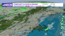 A weather map of New England shows some cloud cover