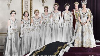 Hm Queen Elizabeth Ii With Her Maids Of Honour